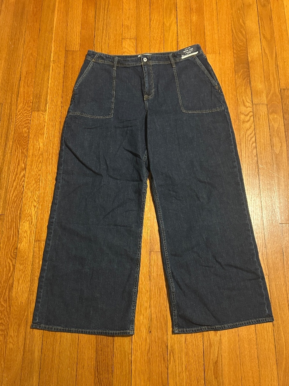NWT Abercrombie & Fitch Curve Love High-Rise Wide Leg Linen Blend Denim Women’s